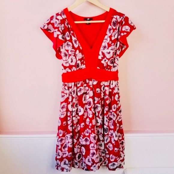 H&M Red Poppy Floral Summer Dress - Picture 4 of 11
